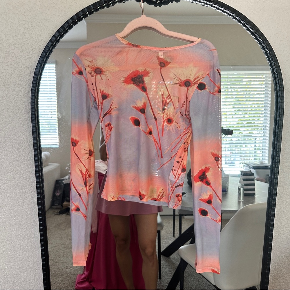 Miaou Pink and Orange Floral Blouse size Small